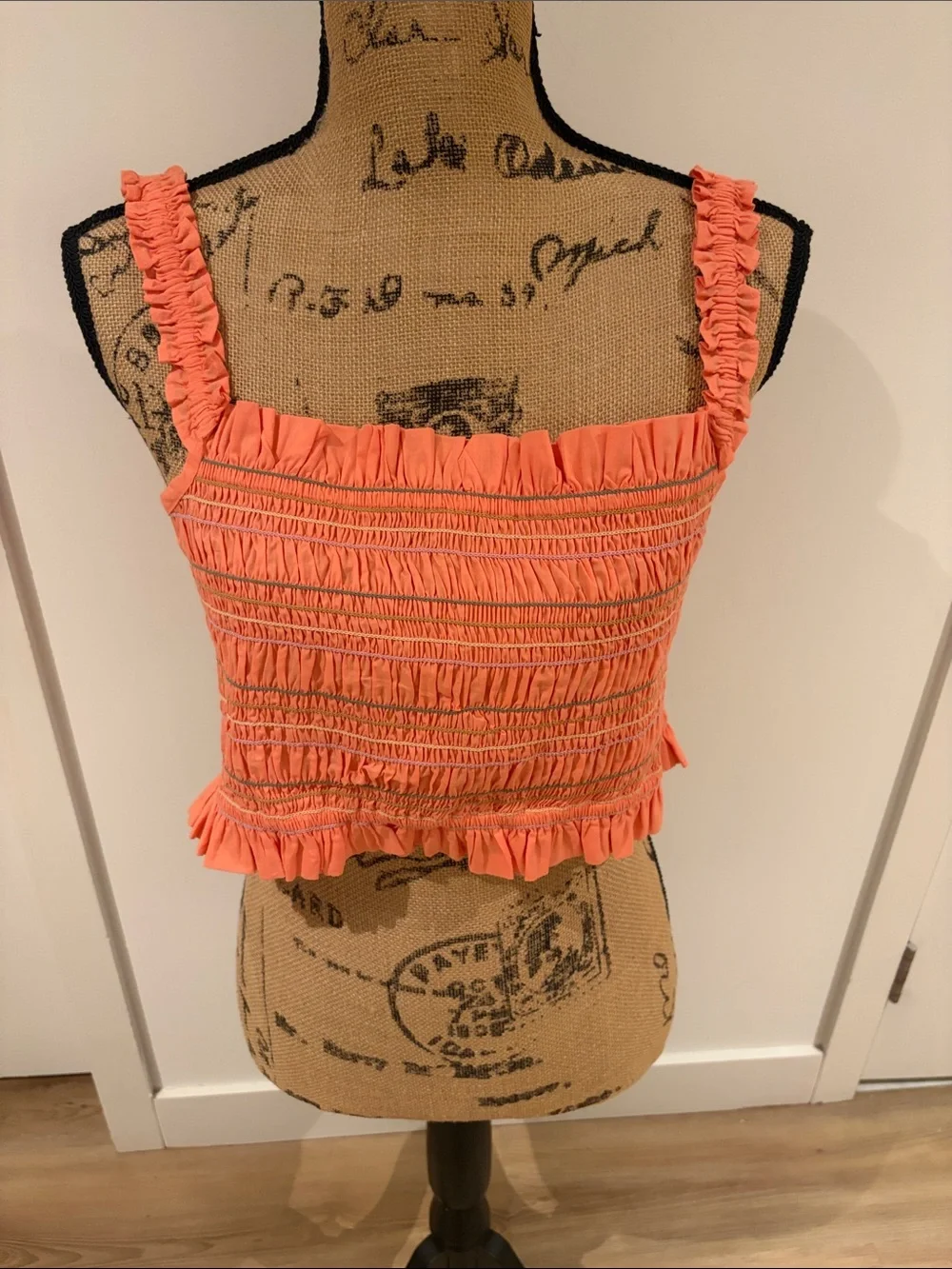 dRA matching set smocked Midi Skirt and cropped top in Coral Orange
